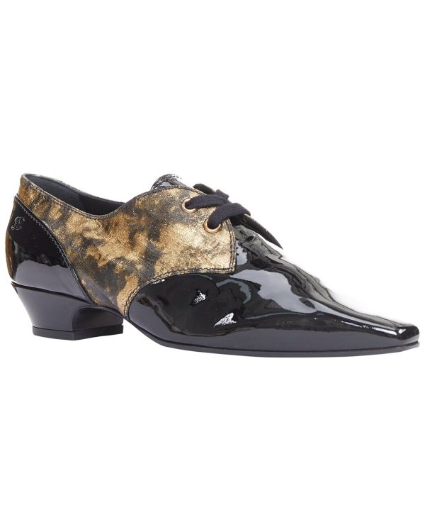 Women's Patent Leather Runway Forest Fairies Pointed Square Toe Cc Oxford (Authentic Pre-Loved)