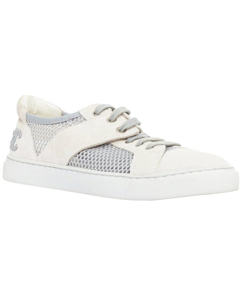 Women's Synthetic Leather Mesh Cc Logo Paneled Sneaker (Authentic Pre- Loved)