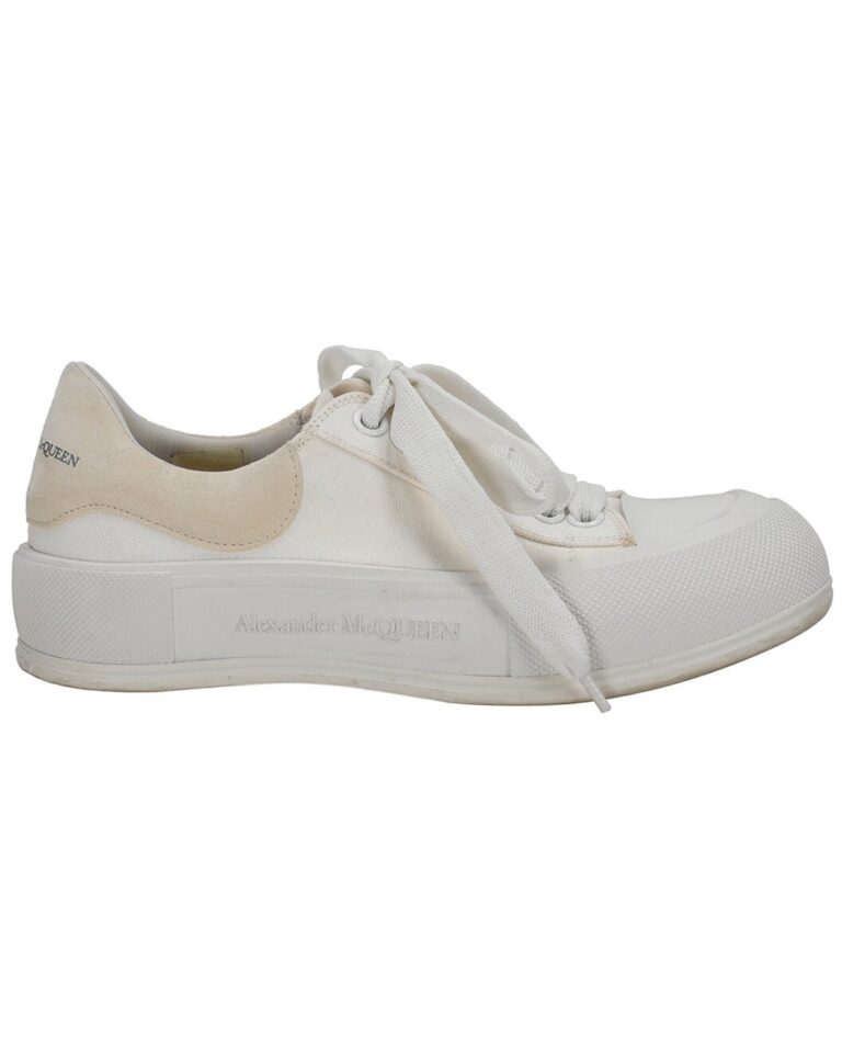 Women's Canvas Deck Skate Plimsoll Lace-Up Sneaker (Authentic Pre-Loved)
