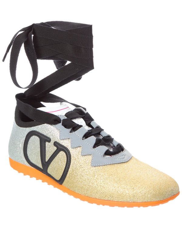 VLogo Signature Glitter & Leather Sneaker
