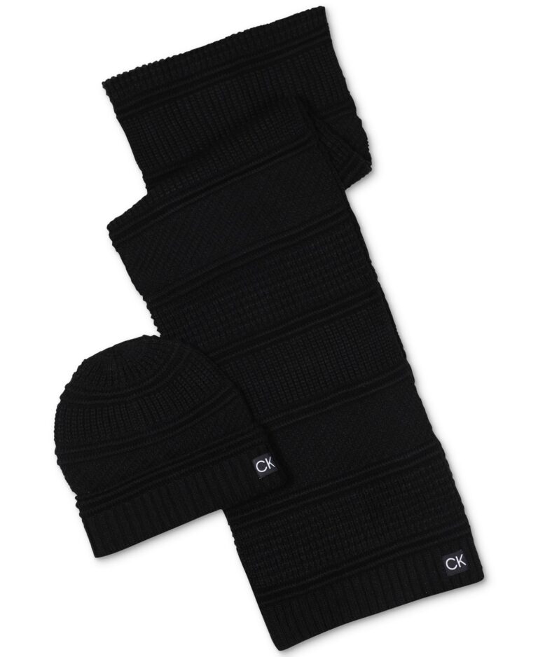 Men's Mixed Stripe Scarf & Beanie Hat Gift Set