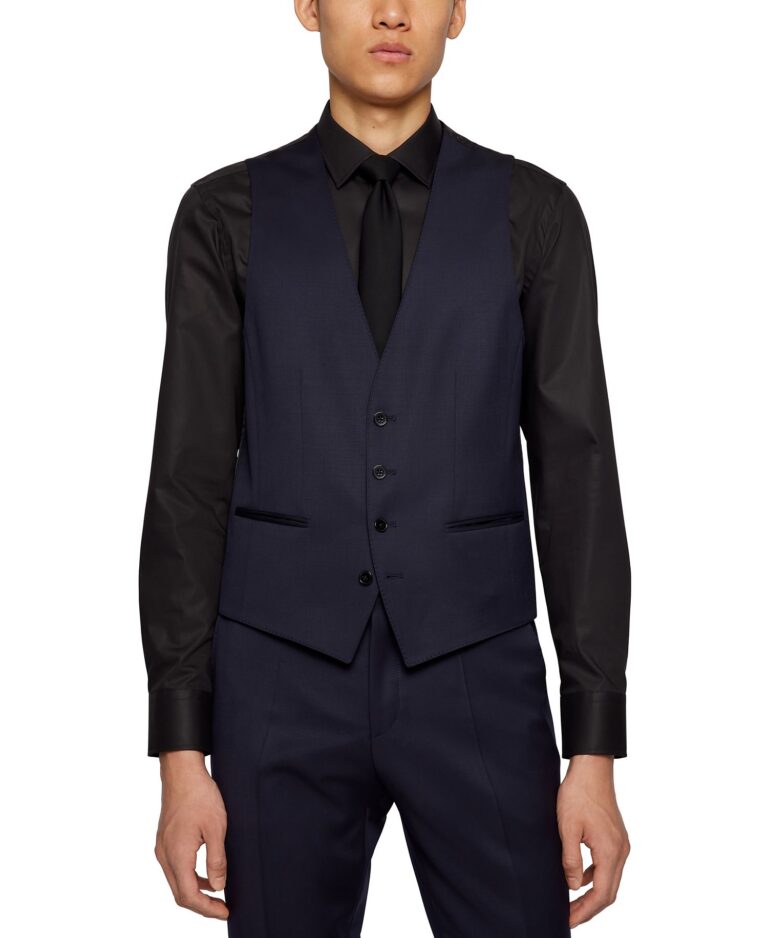 Men's Virgin-Wool Serge Slim-Fit Vest