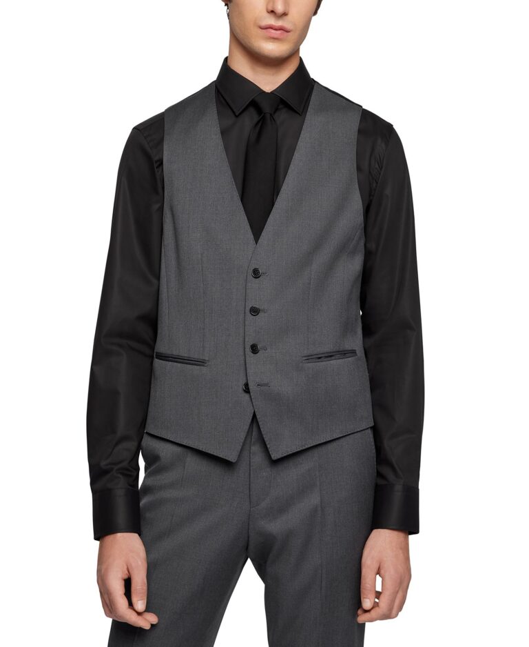 Men's Virgin-Wool Serge Slim-Fit Vests