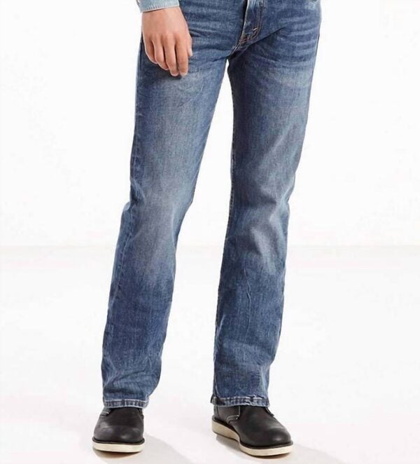 527 slim-fit boot-cut stone wash jeans in medium indigo