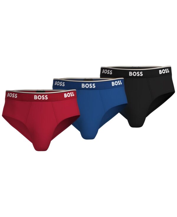 BOSS by Men's 3-Pack Power Stretch Assorted Color Solid Briefs
