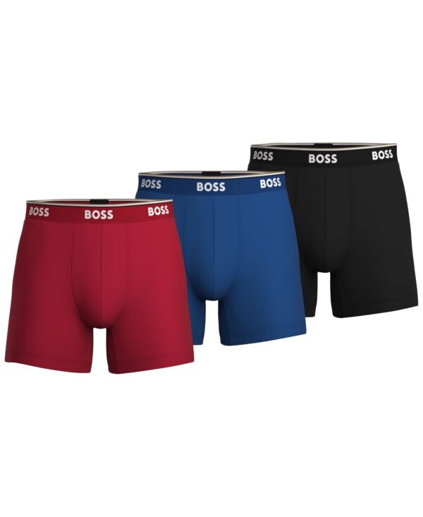 BOSS by Men's 3-Pk. Power Stretch Assorted Color Solid Boxer Briefs