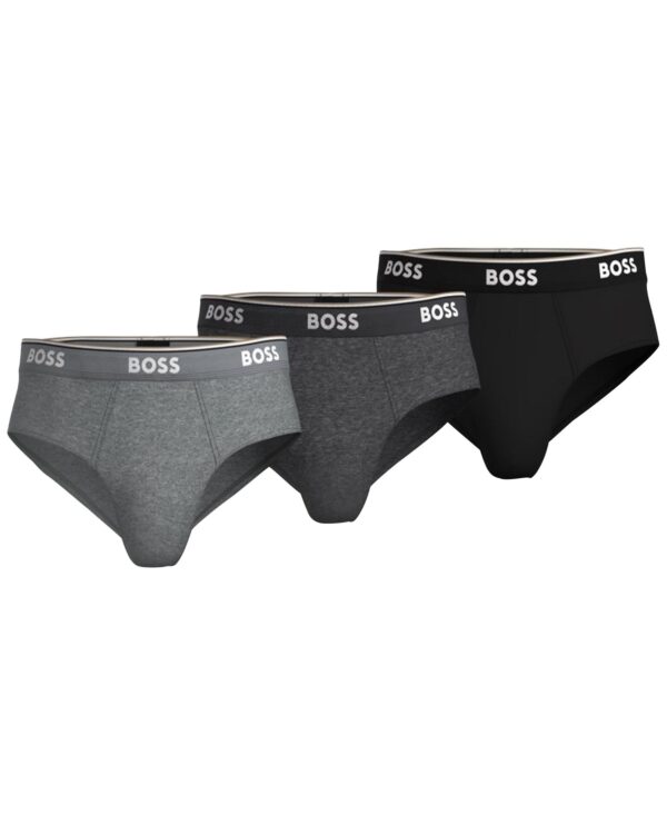 BOSS by Men's Power 3-Pack Tipped Logo Waistband Briefs
