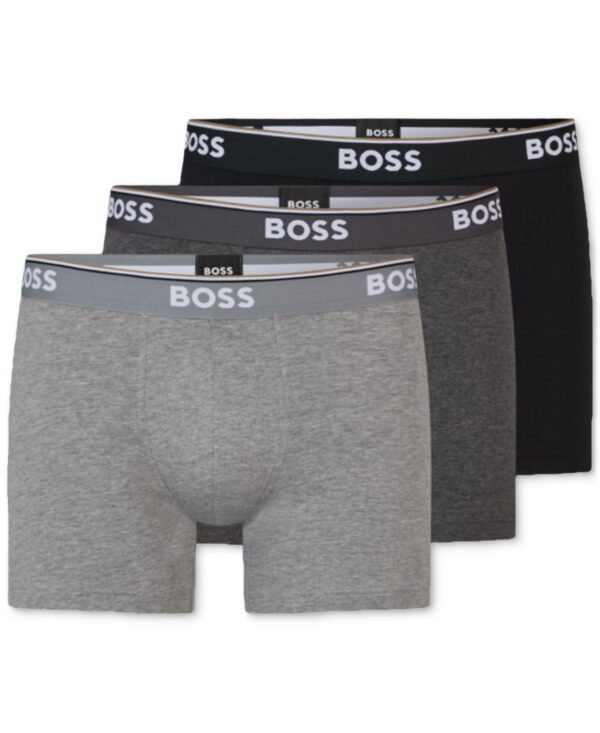BOSS by Men's 3-Pack Power Tipped Logo Waistband Boxer Briefs