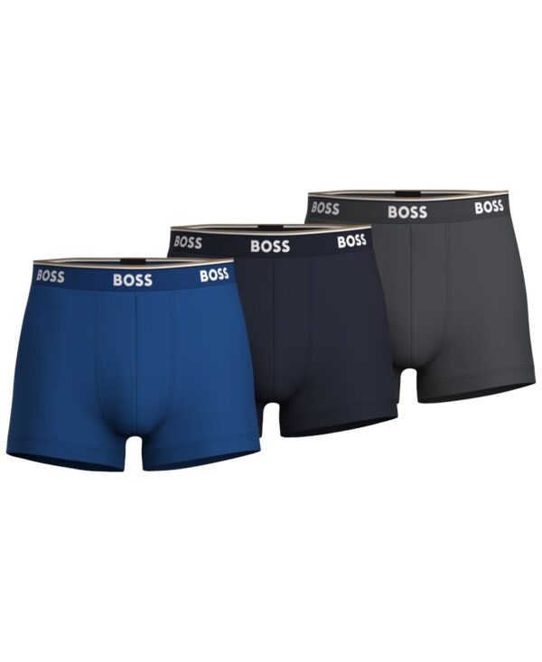 BOSS by Men's 3-Pack Solid Logo Waistband Trunks