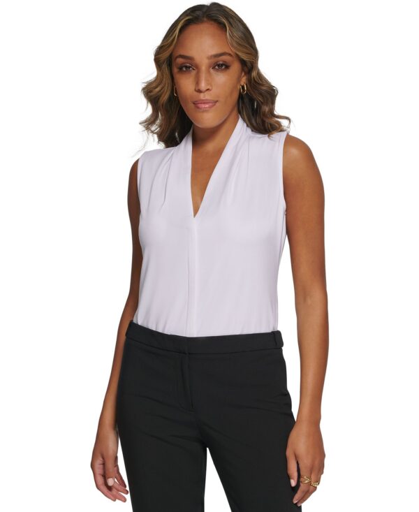 Gathered V-Neck Sleeveless Top