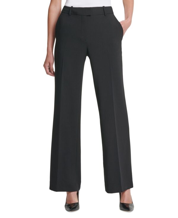 Petite Solid Fixed-Waist Slant-Pocket Wide-Leg Pants