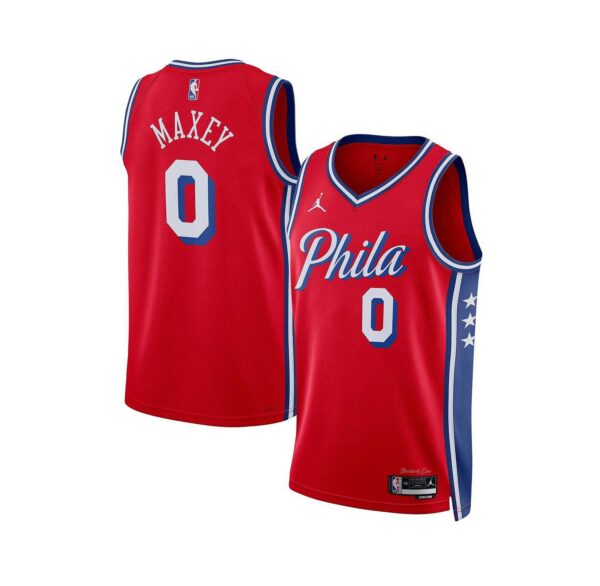 Men's Tyrese Maxey Red Philadelphia 76ers Statement Edition Swingman Jersey