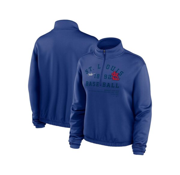 Women's Royal St. Louis Cardinals Rewind Splice 1/4-Zip Sweatshirt