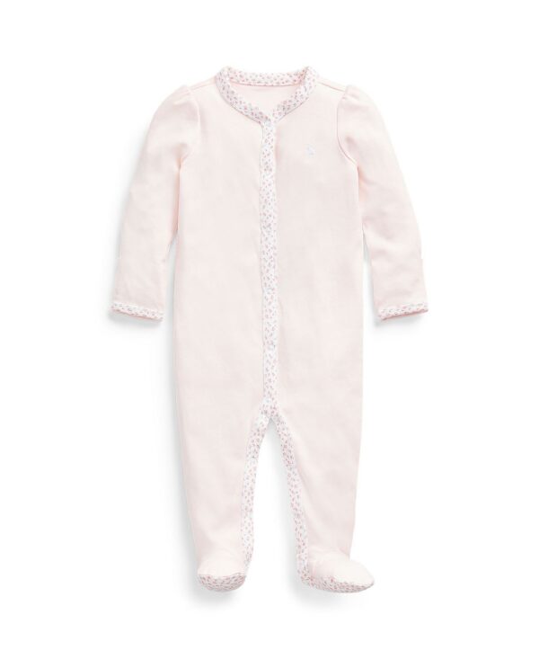 Baby Girls Cotton Floral Trim Coverall