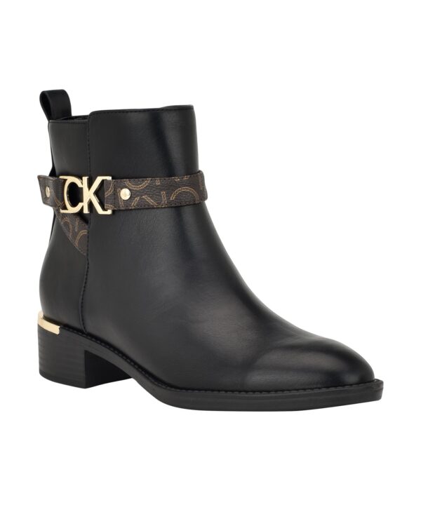 Women's Dhara Logo Strap Block Heel Booties