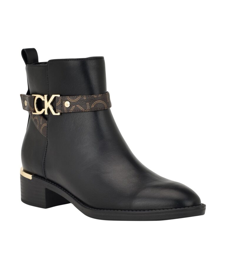 Women's Dhara Logo Strap Block Heel Booties