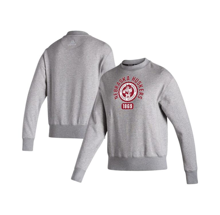 Women's Heathered Gray Nebraska Huskers Vintage-Like Circle Pullover Sweatshirt