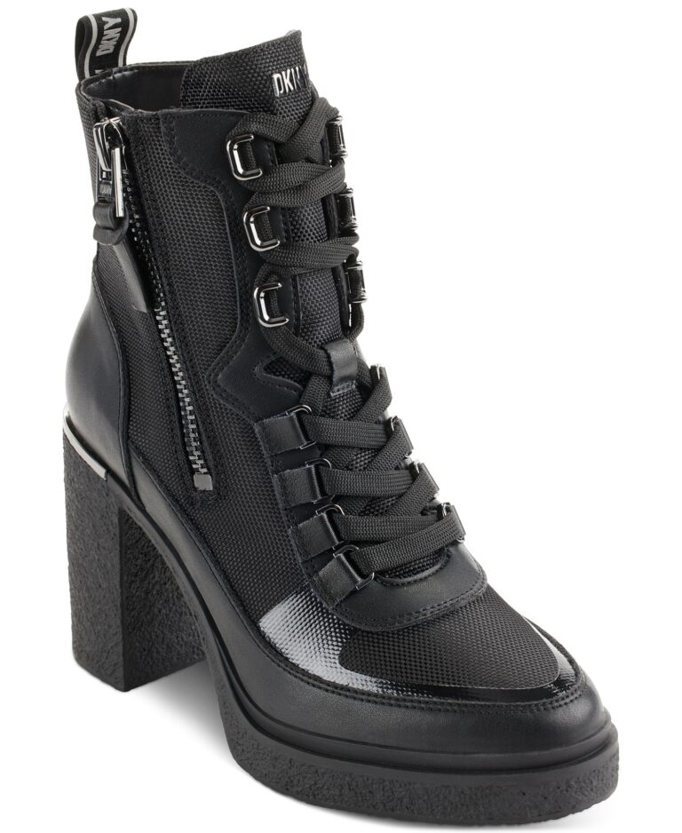 Women's Toia Lace-Up Zip Block Heel Booties