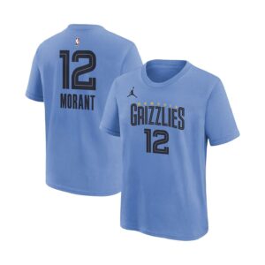 Big Boys Ja Morant Light Blue Memphis Grizzlies Statement Edition Name and Number Player T-shirt