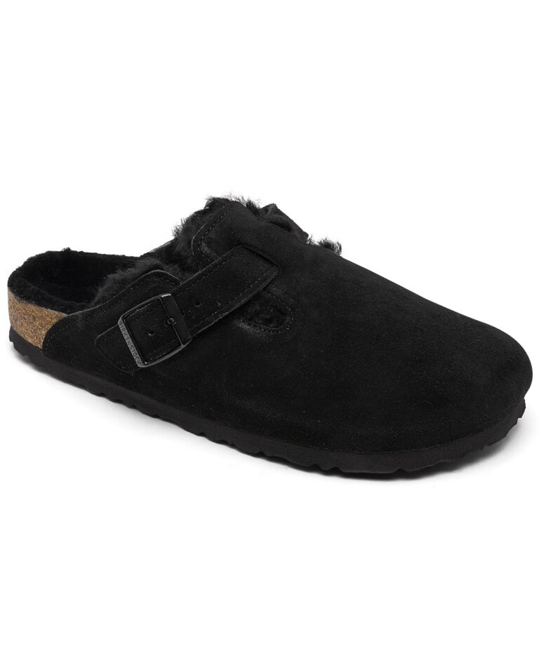 Women's Boston Shearling Suede Leather Clogs from Finish Line