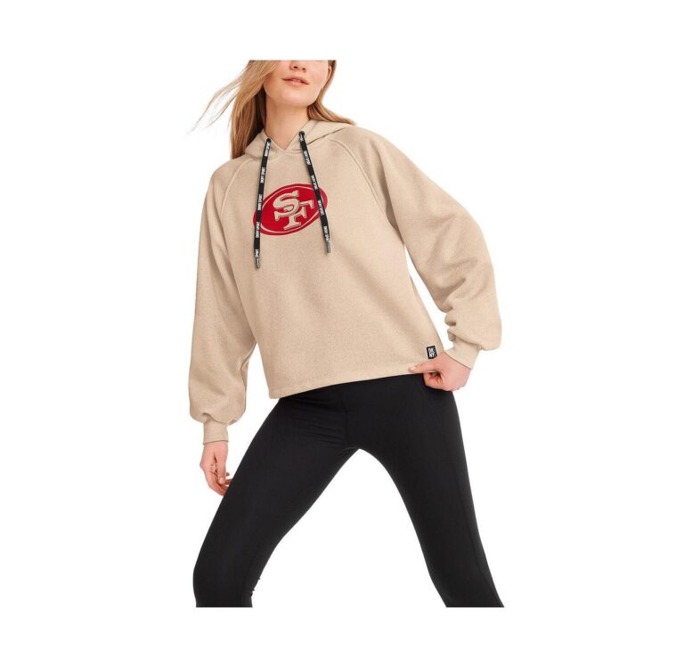 Women's Cream San Francisco 49ers Debbie Dolman Raglan Pullover Hoodie