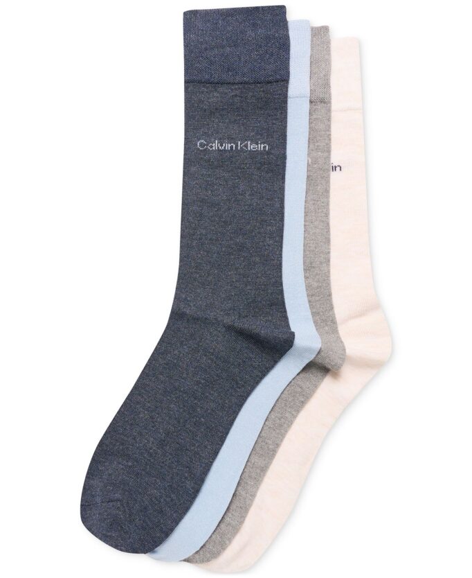 Men's 4-Pack Flat-Knit Crew Dress Socks