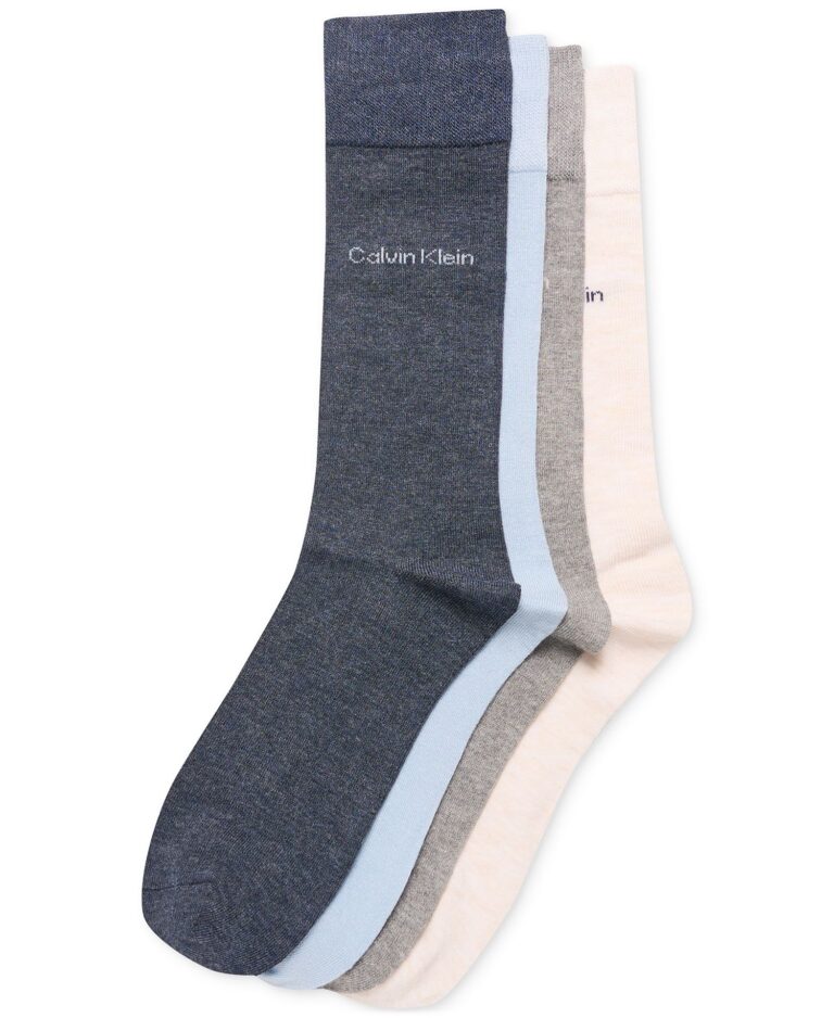 Men's 4-Pack Flat-Knit Crew Dress Socks