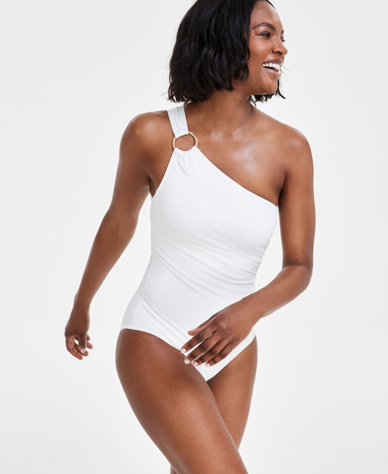 Michael Kors Women's Embellished One-Shoulder Underwire One-Piece Swimsuit