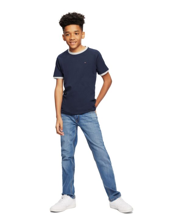 Toddler and Little Boys Contrast Trim Embroidered Logo Ken Tee