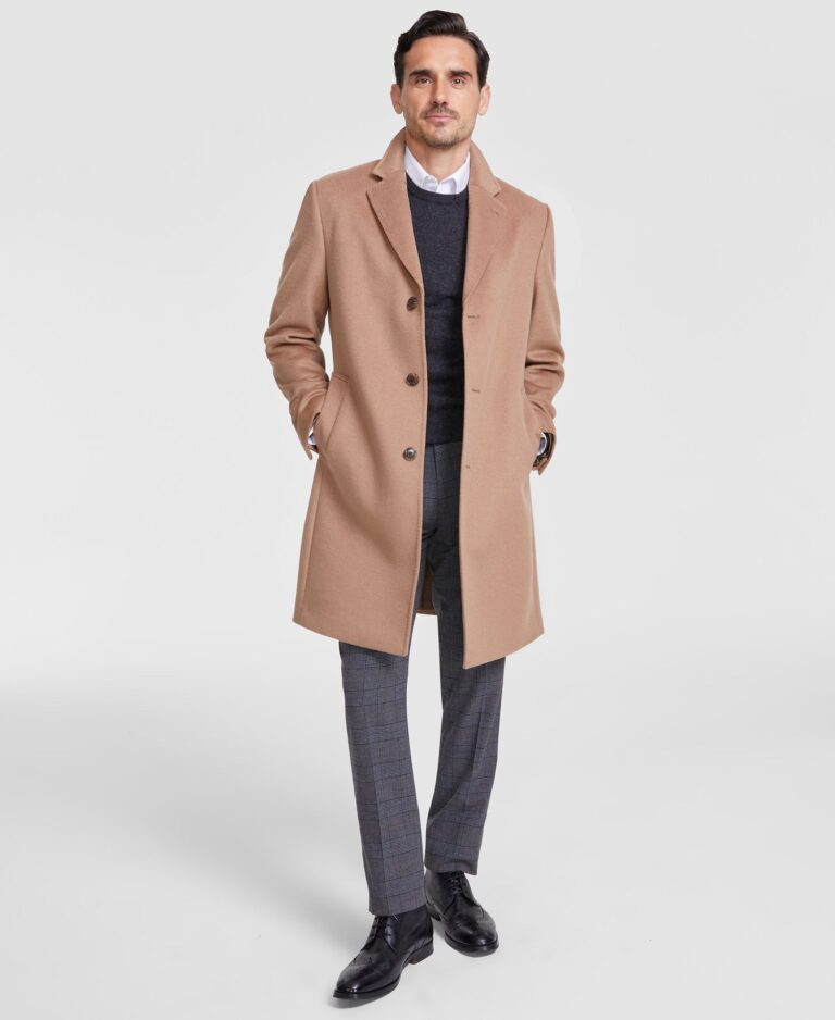Men's Classic-Fit Wool Cashmere Blend Kavon Overcoat