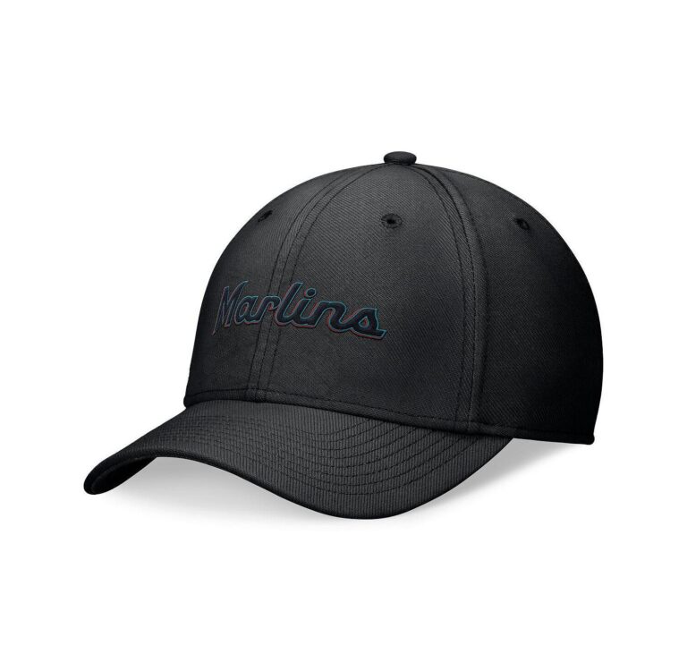 Men's Black Miami Marlins Evergreen Performance Flex Hat