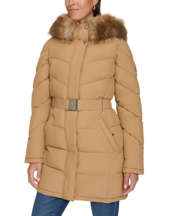 Women's Faux-Fur-Trim Hooded Puffer Coat