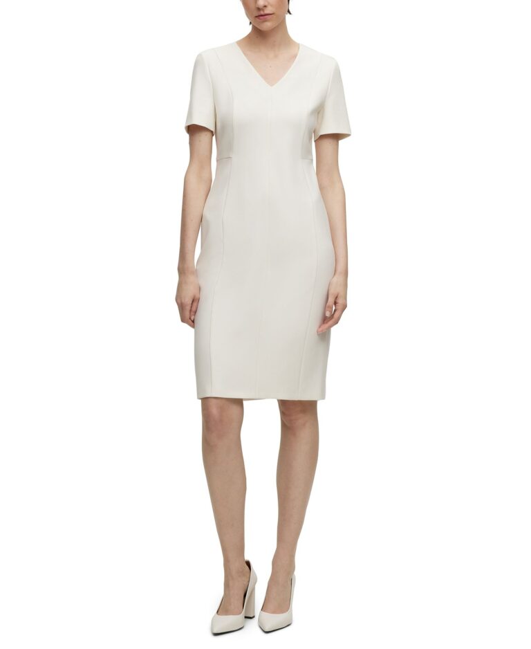 BOSS by Women's Stretch Fabric V-Neck Dress