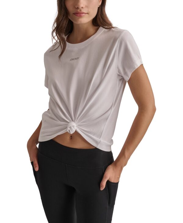 Women's Cotton Stud Logo Knot-Front T-Shirt