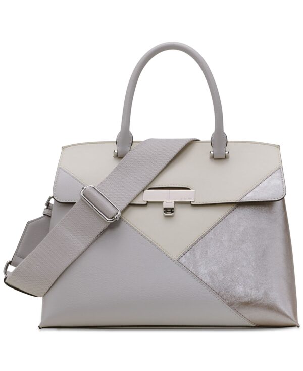 Becky Metallic Colorblock Turnlock Convertible Satchel