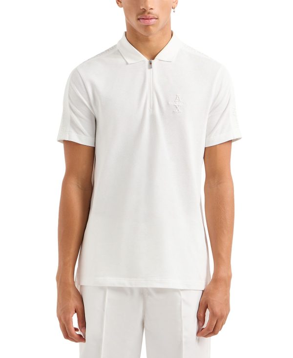Men's Regular-Fit Embroidered Logo 1/4-Zip Polo Shirt