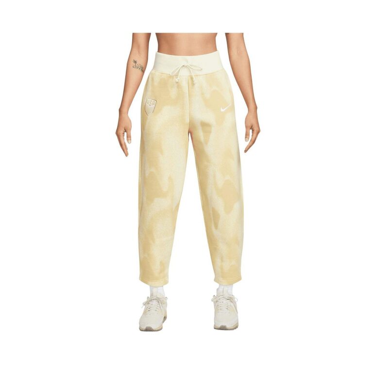 Women's Cream USMNT Phoenix Fleece High-Waisted Curve Pants