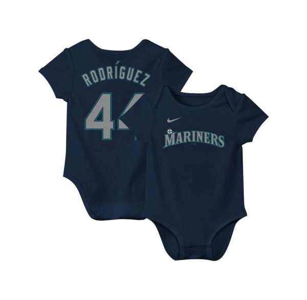 Newborn Baby Boys and Girls Julio Rodríguez Navy Seattle Mariners Fuse Name Number Bodysuit