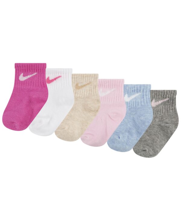 Baby Girls' or Baby Boys' and Toddler Swoosh Ankle Socks, 6-Pack