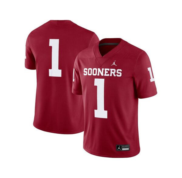 Men's 1 Crimson Oklahoma Sooners Game Jersey