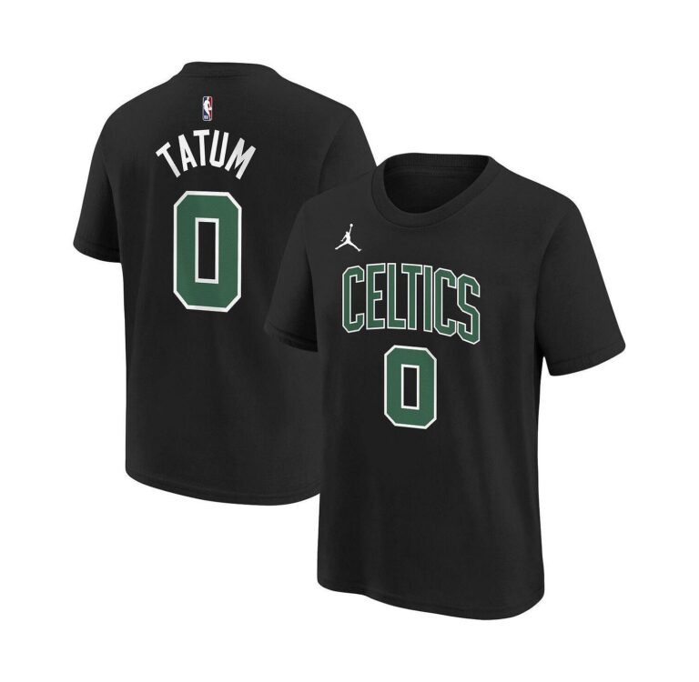 Big Boys and Girls Jayson Tatum Black Boston Celtics Statement Edition Name & Number Player T-Shirt