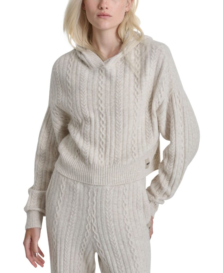 Women's Cable-Knit Pullover Hooded Sweater