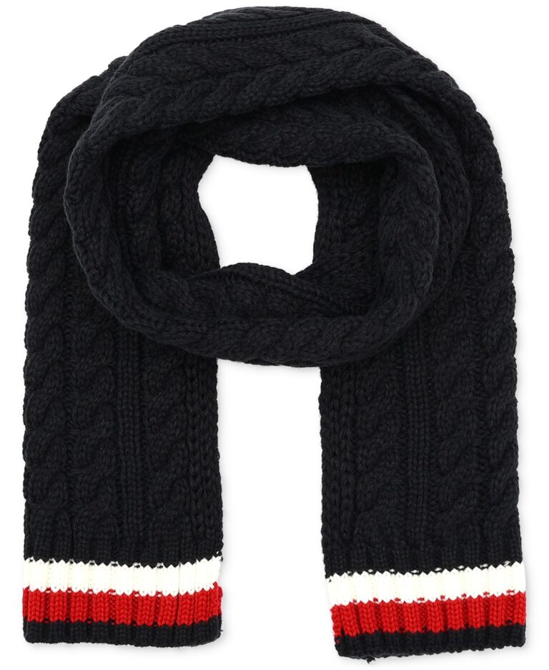 Men's Cable Knit Global Stripe Scarf