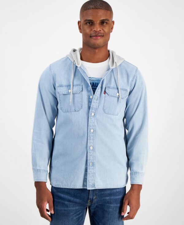 Men's Relaxed-Fit Hooded Denim Shirt Jacket