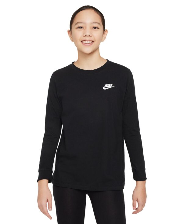Boys and Girls Sportswear Logo Embroidered Long-Sleeve T-Shirt
