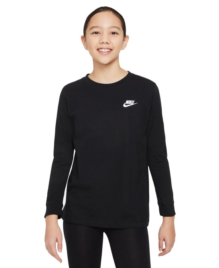 Boys and Girls Sportswear Logo Embroidered Long-Sleeve T-Shirt