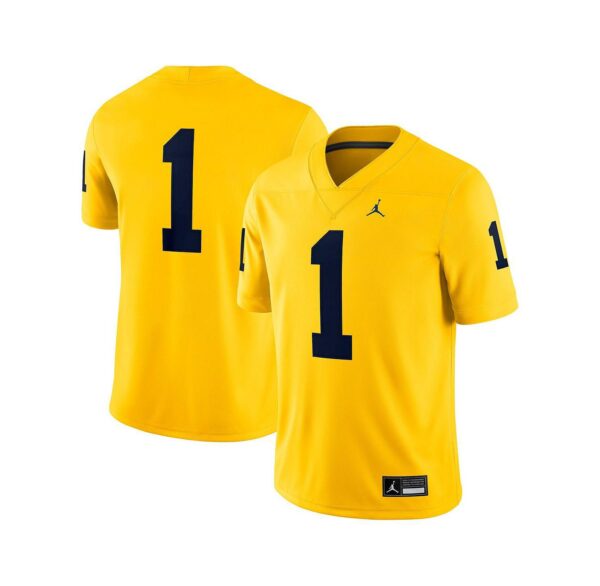 Men's 1 Maize Michigan Wolverines Alternate Game Jersey