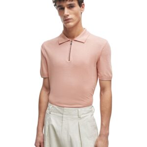 Men's Linen-Blend Zip-Neck Knit Polo