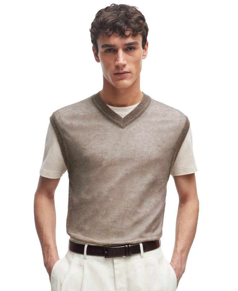 Men's Regular Fit Wool-Blend Sleeveless Sweater