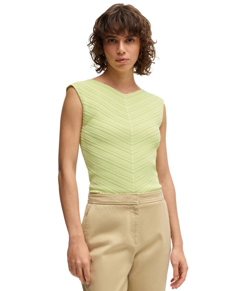 BOSS by Women's Knitted Structure V-Neck Top